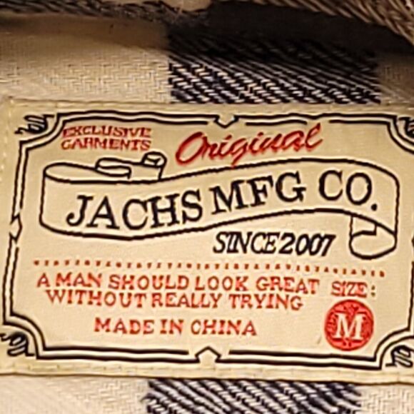 Jachs Gingham Flannel Long Sleeve Button Up Shirt Mens Size Medium M Blue Green - Picture 3 of 10